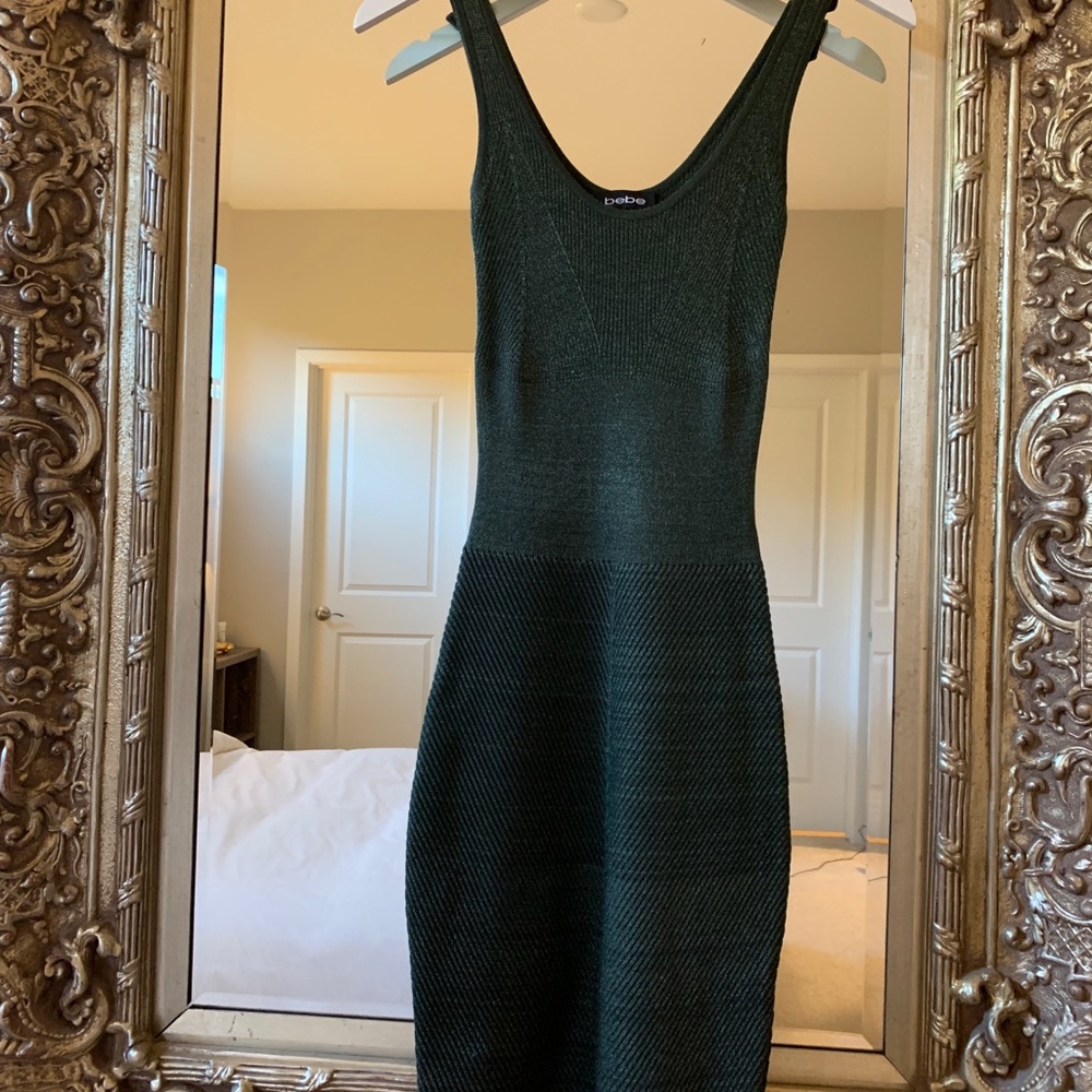 Bebe Bodycon Dress (metallic dark green)